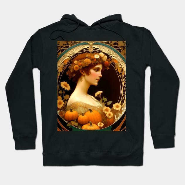 Pumpkin - AI - Art Nouveau - E Hoodie by Oldetimemercan